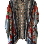 Angie  floral beach boho drape open kimono arm holes oversized cardigan SZ S Photo 0