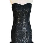 SheIn Fuzzy Trim Sequin Strapless Bodycon Dress Photo 9
