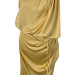 Mable Gold Chiffon Maxi Dress Women M One Shoulder Open Back Formal Gown Size M Photo 0