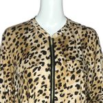 Calvin Klein Shirt Womens 1X Brown Cheetah Print Gold Tone Zipper Career Casual Photo 5