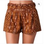 Free People New Romantics Brown Patola Ikat Print Lattice Cut Shorts Photo 1
