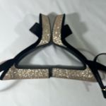 Betsey Johnson BETSY JOHNSON MATTIE BLACK VELVET PLATFORM GOLD GLITTER HEELS 7.5M PREOWNED Photo 9