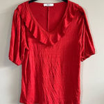 ✨ Beacon Apparel Women’s Red Orange Ruffle Top Medium Photo 0