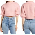 Topshop NWT Size 4/6 Balloon Puff Sleeve Sweater Blush Pink Soft Collegiate Cozy Photo 1