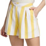 L'Agence L’Agence Vittoria Linen Blend Shorts, Yellow & White Stripes Size 2 New w/Tag Photo 1