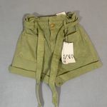ZARA  Paperbag Shorts Size 2 Sage Green Belted Ladies Photo 0