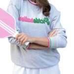 Shiraleah  Pickleballer Sweatshirt Size L Pink Green Preppy Country Club Photo 0