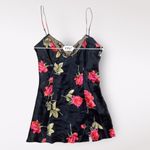 Victoria's Secret Vintage Silk Floral Lace Slip Mini Dress Size Large Black 90s Photo 3