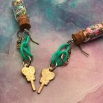 Star Confetti Jar Heart Lollipop Wand Charm Plastic Chain Earrings Handmade Green Photo 4