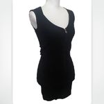 Mango NWT  Black Seamless Textured Heart Charm Zip Front Sleeveless Mini Dress Photo 6