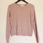 Spiritual Gangster  Hudson Pointelle Crewneck Sweater Rose Pink Wool Blend Medium Photo 0