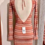 l*space L* Waloma Shimmer Chevron Cover-Up Tunic Mini Dress Rust Orange Boho Large Photo 12