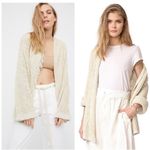 Free People I’ll Be Around Cardigan Sweater Oatmeal Open Front Sz Small Photo 2