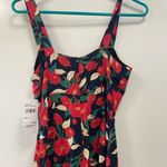 All in Favor  small rose tie front romper floral fushia and black Photo 1