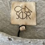 Chaser NWT  REVOLVE SCOOP NECK W/ POCKET Long Sleeves Heather Gray  Top SZ M Photo 2