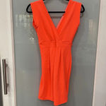 Lac Bleu  Women's Highlighter Coral Orange Midi Sleeveless Dress Sz Small Photo 5