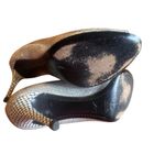 Giuseppe Zanotti Peep Toe Heels Snakeskin Stiletto Black White Shoes Size 38.5 Photo 1