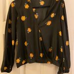 Madewell  Bubble Sleeve Wrap Top in Floating Florets, Black with Yellow Flowers Photo 2