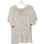 None Y2K 90’s Women's Short Sleeve V-Neck Ribbed Knit Abstract Print Sweater White Si Photo 4