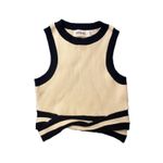 SOVERE Knit Ribbed Cropped Sweater Vest Black Cream Twisted Detail M Size M Photo 0