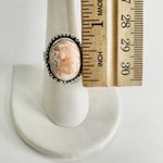 CORAL Pink Scolecite Genuine Stone 925 Sterling Silver Ring White Size 8 Photo 5