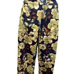 Floral Corduroy Dressy Pants Pockets White Photo 0