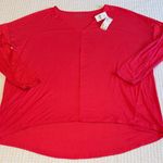 Loft NEW! Bright Pink Long Sleeve Tunic Top LARGE Photo 7