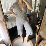 EXPRESS  Women’s Small Faux Wrap Cropped Jumpsuit Linen Blend Photo 1