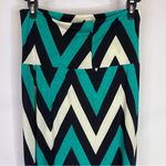 TOVIA Green Navy White Chevron Stripe Maxi Skirt Medium Photo 4