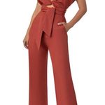 FKSP Rosé" Rust Wrap Linen Jumpsuit with side pockets Size Small. A18 Brown Photo 1