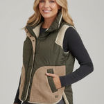 Carve Design Olive and Tan Quilted Sherpa Lined Vest Green Size M Photo 0
