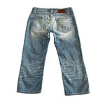 Big star Jeans Womens 28 Liv Blue Capri Crop Low Rise Distressed Embroidered Photo 11