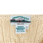 Vintage Aran Crafts Ireland Yellow Merino Wool Button Front Knit Cardigan Sz S Photo 1