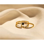 Boutique Dainty‎ 14k Gold Plated S925 Black Melee Diamond Ring, Size 7 Photo 10