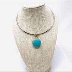 Sterling Silver torque necklace with  turquoise pendant Photo 7