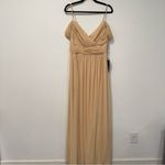 Alfred Sung  Chiffon Cold Shoulder Bridesmaid Dress D743 Golden Yellow 12 Photo 2