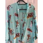 Nick & Nora Mint Green Fleece Sock Monkey Winter Sled Snowman One Piece Pajama Photo 3