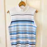 White Stag Y2k  baby blue & white striped mock turtleneck sleeveless blouse Photo 0