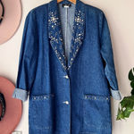 VINTAGE studded denim jacket MADE IN USA Women’s SIZE SMALL Blue Photo 0
