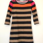 Derek Heart Black Brown Pink Stripe 3/4 Sleeve Shift Sweater Dress JUNIORS Small Photo 2