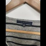 Adrienne Vittadini Women’s  V-neck Gray Striped Sweater, Lace Accent, Size Medium Photo 2