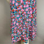 Loft Floral Dress Daisy Print Flounce Sleeveless Tie Back Size Medium Scoop Back Photo 10