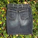 Yanuk Visionary Stitch Denim Skirt with Slit Size 6 Blue Photo 5