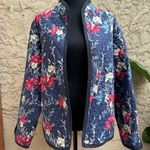 North Style Navy Blue Cottagecore Floral Quilted Lightweight Reversible Jacket Size XL Photo 0
