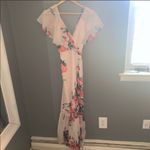 Luxxel pink floral ruffle chiffon maxi dress Photo 4