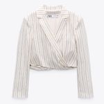 ZARA NWT white cropped striped blazer Photo 1