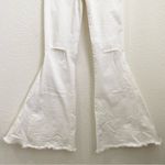 Newbury Kustom White Denim Raw Hem High Rise Wide Leg Flare Pull On Jeans Size L Photo 9