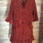 Red polkadot white Cocktail Dress Floral Sleeveless Dresses beach women dress​​ Size M Photo 2