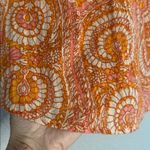 Anthropologie Terra Shirred Blouse Metallic Accent Tassel Tie Shoulder XS Orange Photo 5