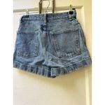American Apparel High Rise Cuffed Jean Shorts Size 26, Dark Wash Zip Button Fly Photo 1